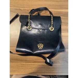 Vintage Designer Velez Black Leather Shoulder Handbag Made In Columbia